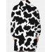 Mens Cow Pattern Print Flannel Two  Sided Oversized Blanket Hoodie With Pouch Pocket