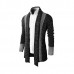 Mens Fashion Stitching Turn  down Collar Knitted Cardigans Casual Slim Fit Sweater