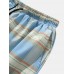 Mens Plaid Relaxed Fit Drawstring Cuff Pants With Pocket