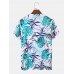 Mens All Over Plants Leaf Print Holiday Short Sleeve T  Shirts