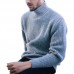 Mens Cotton Loose High Collar Warm Long Woolen Sleeve Casual Pullover Sweaters