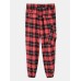 Mens Vintage Plaid Multi Pocket Cotton Jogger Pants