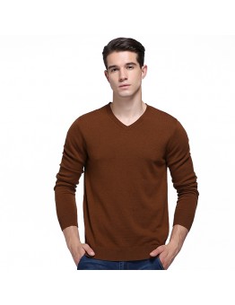 100  Merino Woolen Pullover Fashion V Collar Warm Fleece Knitted Casual Sweater Pullovers