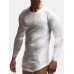 Mens Jacquard Slim Fit Solid Color Cotton Round Neck Casual Long Sleeve T  Shirt