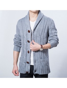 Fall Winter Mens Casual Sweater Coat Knitted Cardigan Large Lapel Long sleeves Tide Sweater