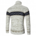 Mens Fashion High Collar Pullovers Wool Color Block Thick Warm Casual Sweaters