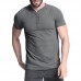 Men T  shirts V Neck Casual Short Sleeve Slim Fitted Blouse Short Sleeve with Buttons Outdoor Hiking