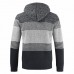 Mens Thick Velvet Casual Thermal Knitting Cardigans Hooded Color Matching Sweaters